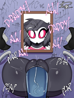 anthro anthro_penetrated big_butt butt clitoris daddy_kink duo exclamation_point female female_anthro female_penetrated free_use genitals grey_body inaccurate_penetration loli male male/female male_penetrating male_penetrating_female nude onomatopoeia penetration red_sclera sex sound_effects text through_wall vaginal vaginal_penetration vulva white_eyes young young_anthro young_female dn28 hellaverse helluva_boss octavia_(helluva_boss) avian bird demon owl owl_demon 2026 3:4 digital_media_(artwork) english_text hi_res
