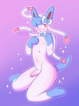 anthro big_butt blush blush_lines butt erection femboy genitals glistening glistening_eyes glistening_genitalia glistening_penis male penis shy size_difference small_waist smaller_male solo sparkles thick_thighs sshartfest nintendo pokemon eeveelution generation_6_pokemon pokemon_(species) shiny_pokemon sylveon hi_res pastel_theme