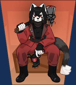 angry anthro axe black_bars black_hair black_nose blood blood_on_weapon bodily_fluids claws clothed clothing facial_markings finger_claws fingerless_(marking) flare_gun fur furrowed_brow gun hair head_markings jacket long_hair looking_at_viewer male markings maryland maryland_flag multicolored_body multicolored_fur pupils ranged_weapon red_eyes simple_background sitting slit_pupils solo striped_markings striped_tail stripes tail tail_markings tear_(marking) topwear union_jack upset weapon weapon_on_shoulder union vexedcalyx team_fortress_2 valve pyro_(team_fortress_2) ailurid mammal red_panda 2025 alpha_channel character_request colored digital_drawing_(artwork) digital_media_(artwork) hi_res letterbox