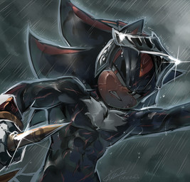 abs anthro armor blood bodily_fluids bruised clenched_teeth fur hair headgear helmet looking_at_viewer male muscular muscular_anthro muscular_male narrowed_eyes outside raining solo teeth wet wounded soina sega sonic_and_the_black_knight sonic_storybook_series sonic_the_hedgehog_(series) shadow_the_hedgehog sir_lancelot_(sonic_and_the_black_knight) eulipotyphlan hedgehog mammal digital_media_(artwork) hi_res
