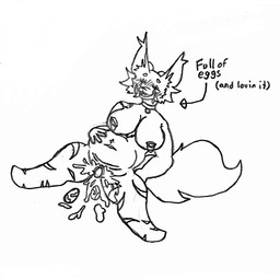 anthro big_breasts bite_mark bite_scar bodily_fluids breasts collar collar_only cum egg egg_insertion eggs_in_belly eyes_closed female fluffy fluffy_tail genital_fluids genitals hand_on_belly leaking leaking_cum leg_scar looking_pleasured lying nipple_piercing nipples nude on_back open_mouth piercing scar slightly_chubby solo tail text thigh_scar vulva hornedfox fyre_(hornedfox) canid canine fox mammal 1:1 english_text graphite_(artwork) hi_res monochrome traditional_media_(artwork)