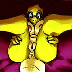 anthro anus areola big_breasts blush breasts butt claws eyewear female genitals glasses nipples non-mammal_breasts nude pussy solo spread_legs spreading tail yellow_body ppmp undertale undertale_(series) alphys lizard reptile scalie digital_media_(artwork) hi_res