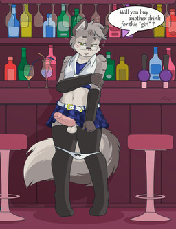 alcohol anthro arm_warmers armwear balls bedroom_eyes beverage blush bottomwear clothed clothing crossdressing dialogue drunk erection eyewear femboy fluffy fluffy_tail foreskin fur genitals glasses grey_body grey_fur half-closed_eyes humanoid_genitalia humanoid_penis inner_ear_fluff knock-kneed leggings legwear male multicolored_body multicolored_fur narrowed_eyes naughty_face open_mouth panties partially_clothed partially_retracted_foreskin penis pigeon_toed pose presenting presenting_penis public public_erection seductive shirt skirt solo speech_bubble standing stockings stripes substance_intoxication tail text topwear tuft underwear underwear_down white_body white_fur helsy andrew_(anew742) domestic_cat felid feline felis maine_coon mammal 2017 digital_media_(artwork) english_text hi_res pinup shaded