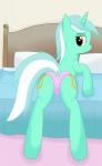 bed camel_toe clothing cutie_mark dock_(anatomy) female feral furniture horn inside looking_at_viewer panties solo tail underwear joeyh3 friendship_is_magic hasbro my_little_pony mythology lyra_heartstrings_(mlp) equid equine mammal mythological_creature mythological_equine unicorn 2015 absurd_res hi_res