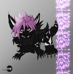 black_body black_fur claws fin fin_hair fur gradient_background lying_on_ground male on_ground pseudo_hair purple_eyes purple_fin simple_background solo ianmata1998 kingdom_hearts_3 fan_character deishun_(species) monster hi_res tagme