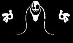 bone not_furry simple_background skeleton smile text fatz_geronimo undertale undertale_(series) gaster animated_skeleton humanoid undead animated character_cipher monochrome short_playtime translated wingdings_text