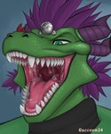 anthro bodily_fluids feathers green_body green_eyes male mouth_shot open_mouth purple_body purple_feathers saliva scales smile solo teeth teeth_showing tongue uvula raccoon24 microsoft the_elder_scrolls the_elder_scrolls_online argonian scalie hi_res