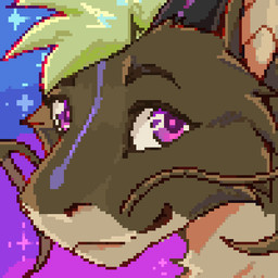 ambiguous_form ambiguous_gender animated_gif black_horn blinking brown_body brown_fur fur green_hair hair horn looking_at_viewer mouth_closed purple_eyes solo tan_body tan_fur famir mythology dragon furred_dragon furred_scalie mythological_creature mythological_scalie scalie 1:1 animated digital_media_(artwork) low_res pixel_(artwork) pixel_animation short_playtime