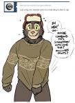 anthro artdecade bear bottomless clothed clothing comic dialogue embarrassed english_text hat headgear headwear looking_at_viewer male mammal sloth_bear solo sweater text topwear tumblr ursine willy_(artdecade)