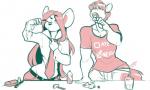 anthro brush clothed clothing duo femboy flexing male razor standing tools toothbrush toothpaste wide_hips jinti gang_xi_siyu red_alert_(0r0ch1) equid equine horse mammal mouse murid murine pony rodent