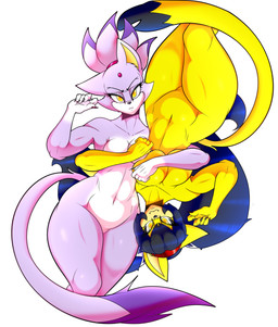 abs accessory anthro big_breasts black_nails black_nose blue_body blue_fur blue_hair breasts colored_nails covering covering_breasts dipstick_tail duo eyelashes female fur gloves_(marking) hair hair_accessory hairband looking_at_viewer lying markings muscular muscular_anthro muscular_female nails navel nude on_back purple_body purple_fur sharp_nails simple_background small_breasts smile tail tail_markings thick_thighs twintails_(hairstyle) white_background white_body white_fur wide_hips yellow_body yellow_eyes yellow_fur randomgloves sega sonic_the_fighters sonic_the_hedgehog_(series) blaze_the_cat honey_the_cat domestic_cat felid feline felis mammal absurd_res hi_res