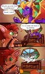 4_fingers anthro bag boomerang bottomwear bracelet clothing crate dialogue door duo eyewear feral fingers footwear gloves green_eyes handwear horn inside jewelry male pants purple_body purple_eyes simple_background tail tattoo text tongue window wings clevzx activision crash_bandicoot_(series) mythology spyro_the_dragon crash_bandicoot spyro bandicoot dragon mammal marsupial mythological_creature mythological_scalie scalie 2023 comic digital_drawing_(artwork) digital_media_(artwork) english_text hi_res signature