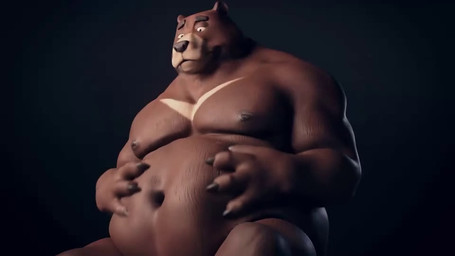 4_fingers anthro belly_rub bouncing_belly brown_body brown_fur brown_nipples deep_navel fingers fur jiggle_physics jiggling male moobs navel nipples nude_anthro nude_male overweight overweight_anthro overweight_male rubbing_own_belly solo comfei_puppy kumada_gozo_(comfei_puppy) bear brown_bear mammal ursine 16:9 2020 3d_(artwork) 3d_animation animated digital_media_(artwork) loop no_sound short_playtime widescreen