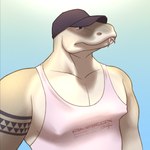 anthro baseball_cap clothing forked_tongue hat headgear headwear looking_away male muscular shirt solo tank_top tattoo tongue tongue_out topwear amarox lucas_(amarox) komodo_dragon lizard monitor_lizard reptile scalie absurd_res digital_drawing_(artwork) digital_media_(artwork) hi_res