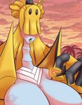 5_fingers blush breasts cloud female fingers flower gem hair hair_over_eyes lips long_neck number obscured_eyes outside palm_tree plant pokemorph sky solo text tree latiar nintendo pokemon kaguya_(leopardclaw) celesteela generation_7_pokemon humanoid pokemon_(species) ultra_beast 2018 artist_name digital_media_(artwork) english_text hi_res