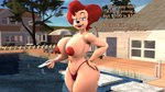 anthro bedroom_eyes big_breasts big_nipples breasts clothed clothing curvy_figure dialogue female hand_on_hip looking_at_viewer mature_female money narrowed_eyes nipples panties seductive solo swimming_pool text thick_thighs topless underwear voluptuous wide_hips daemont92 disney goof_troop peg_pete canid canine mammal 16:9 3d_(artwork) digital_media_(artwork) english_text hi_res source_filmmaker_(artwork) widescreen