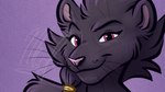 anthro black_body black_eyebrows black_fur copyright_symbol eyebrows female fur happy pink_eyes pink_nose potrait solo symbol whiskers nicnak044 rivals_of_aether clairen_(rivals_of_aether) felid leopard mammal pantherine 16:9 cropped preview watermark widescreen