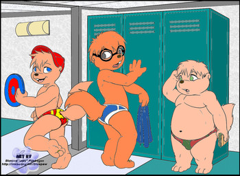 anthro black_border border buckteeth bulge butt clothed clothing eyewear fluffy fluffy_tail food furgonomics glasses group hair hat headgear headwear inside locker locker_room looking_at_viewer looking_back male open_mouth overweight short_hair slightly_chubby smile standing surprised tail tail_clothing teeth tongue topless towel underwear walking young young_anthro bluepawpanda third-party_edit alvin_and_the_chipmunks alvin_and_the_chipmunks_(1983) alvin_seville simon_seville theodore_seville chipmunk ground_squirrel mammal rodent sciurid color_edit colored source_request unavailable_at_source brother_(lore) brothers_(lore) sibling_(lore)