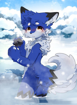 anthro blue_body blue_fur blush bodily_fluids brown_eyes butt butt_focus cold day detailed_background featureless_crotch fluffy fluffy_tail fur hot_spring looking_at_viewer male multicolored_body multicolored_fur nude partially_submerged public public_nudity rear_view skinny_dipping snow solo steam sweat sweatdrop tail water white_body young young_anthro young_male hlg7777 zell950_(character) canid canine canis mammal wolf hi_res