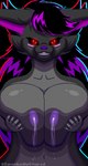 anthro big_breasts breast_squish breasts female fur huge_breasts milk nipples nude simple_background smile solo sprite_art squish zanudus canid canine canis mammal wolf absurd_res hi_res