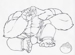 abs anthro barefoot bottomwear cigar cigar_in_mouth clothed clothing feet male muscular muscular_anthro muscular_male navel object_in_mouth pants pecs prehensile_feet smoking solo toes topless tkc2021 gor_(tomcat) ape gorilla haplorhine mammal primate 2007 black_and_white graphite_(artwork) monochrome signature traditional_media_(artwork)