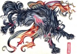 ambiguous_gender feral quadruped red_eyes solo tail pearleden capcom clover_studio nintendo okami_(capcom) pokemon generation_3_pokemon mammal mightyena pokemon_(species) crossover