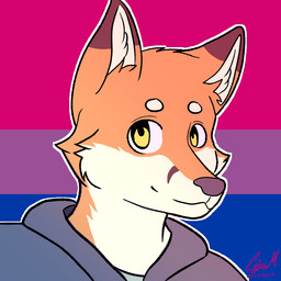 ambiguous_gender anthro bisexual_pride_colors cheek_spikes cheek_tuft circle_eyebrows clothed clothing eyebrows facial_spikes facial_tuft fur grey_clothing grey_hoodie grey_topwear hoodie lgbt_pride looking_at_viewer male orange_body orange_fur outline pattern_background pride_color_background pride_colors pupils simple_background smile solo spikes spikes_(anatomy) striped_background topwear tuft white_outline yellow_eyes codyf0xx dakota_mathews 1:1 2023 dated digital_drawing_(artwork) digital_media_(artwork) flat_colors headshot_portrait icon portrait signature
