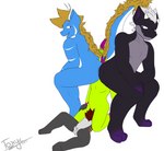 anthro ass_to_ass between_butts big_butt big_tail blue_body butt dark_body face_in_ass facesitting fur green_body green_fur grey_body grey_fur group hair horn looking_back male male/male purple_eyes purple_fingers red_eyes sandwiched simple_background sitting_on_another squish stripes tail white_background white_hair white_stripes toxyc mythology flo_(toxyc) luka_(toxyc) luwis_miracle toxyc_(toxyc) canid canine dragon fox hybrid mammal mythological_creature mythological_scalie scalie absurd_res colored hi_res