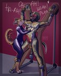 animal_genitalia animal_penis anthro ball_stretcher blush bodily_fluids bodysuit bondage_furniture bound camel_toe canine_genitalia canine_penis clothed clothed/nude clothed_female clothing cock_and_ball_torture dominant dominant_female dominatrix duo erection female genital_fluids genital_torture genitals knot knotted_penis larger_male latex latex_bodysuit latex_clothing latex_skinsuit male male/female nude nude_male penis precum restrained saint_andrew's_cross size_difference skinsuit small_dom_big_sub smaller_female smile submissive submissive_male tail tail_motion tailwag text tickle_torture tickling tight_clothing weights wholesome_bdsm heathywolf canid canine canis domestic_dog mammal 2023 4:5 artist_name english_text hi_res