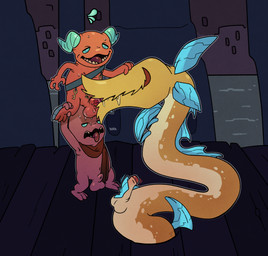 animal_genitalia assisted_fellatio_penis assisted_sex balls balls_on_face bodily_fluids carrying_another erection foreskin fully_sheathed genitals gremlin_(slay_the_spire) group male male/male masturbation on_shoulders open_mouth partially_retracted_foreskin penis phantasmal_gardener piggyback saliva saliva_on_penis sheath size_difference trio argon_vile slay_the_spire slay_the_spire_2 hi_res