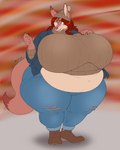 anthro beckoning belly big_belly big_breasts boots bottomwear breasts clothing cropped_sweater denim denim_bottomwear denim_clothing dipstick_tail female footwear furgonomics gesture hair hand_on_breast hand_on_own_breast huge_breasts huge_thighs jacket jeans markings midriff obese obese_female overweight overweight_female pants red_hair shoes smile solo sweater tail tail_markings thick_thighs topwear torn_bottomwear torn_clothing torn_jeans torn_pants wide_hips winter_hat blueryker summer_(blueryker) canid canine fox mammal digital_media_(artwork) hi_res