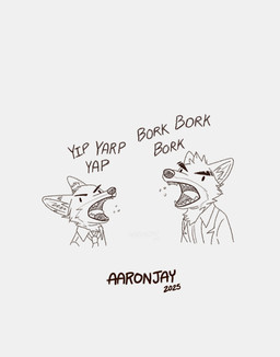 anthro clothed clothing duo eyebrows fangs fur male necktie open_mouth teeth tongue aar0njay disney dreamworks the_bad_guys zootopia mr._wolf_(the_bad_guys) nick_wilde canid canine canis fox mammal wolf 2025 hi_res monochrome