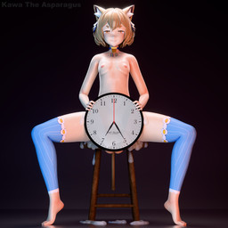 balls big_balls bodily_fluids brown_hair clock clothing cum excessive_cum excessive_genital_fluids femboy fur furniture genital_fluids genitals hair huge_balls humanoid_genitalia legwear looking_at_viewer male nipples nude obscured_genitals simple_background sitting smile solo stool tail text kawa_the_asparagus re:zero ferris_argyle animal_humanoid cat_humanoid domestic_cat felid felid_humanoid feline feline_humanoid felis human humanoid mammal mammal_humanoid 1:1 3d_(artwork) absurd_res digital_media_(artwork) hi_res