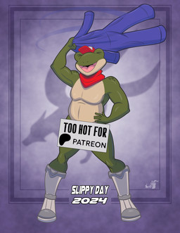 anthro boots boots_only censored_genitalia clothing covering footwear footwear_only green_body male mostly_nude nude pattern_background shoes sign simple_background solo starfox_logo stogiegoatarts nintendo star_fox slippy_toad amphibian censored digital_media_(artwork) hi_res