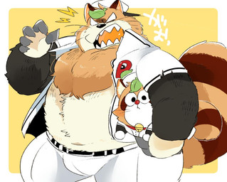 2019 angry anthro baseball_(sport) baseball_uniform belly brown_fur canid canine clothed clothing duo fur hyaku1063 japanese_text leaf male mammal navel open_shirt overweight overweight_male pants pokoemon_(character) raccoon_dog shirt sport sportswear tanuki text topwear uniform
Rating: Safe
Score: 3
User: mapachito
Date: May 19, 2019 2019 angry anthro baseball_(sport) baseball_uniform belly brown_fur canid canine clothed clothing duo fur hyaku1063 japanese_text leaf male mammal navel open_shirt overweight overweight_male pants pokoemon_(character) raccoon_dog shirt sport sportswear tanuki text topwear uniform
Rating: Safe
Score: 3
User: mapachito
Date: May 19, 2019