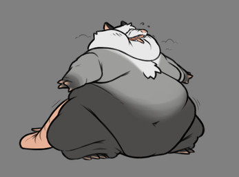 anthro arm_rolls belly belly_jiggle belly_rolls big_cheeks breath chest_tuft chubby_cheeks double_chin fat_rolls fur grey_body grey_fur huge_cheeks jiggling leg_rolls male moobs morbidly_obese morbidly_obese_anthro morbidly_obese_male motion_lines navel nude obese obese_anthro obese_male open_mouth overweight overweight_anthro overweight_male panting solo standing teeth thick_thighs tongue tuft white_body white_fur wide_hips vantablackbox american_opossum mammal marsupial virginia_opossum low_res