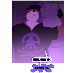 ambiguous_gender anthro black_clothing black_hat black_headwear brown_body brown_fur censored_text clothed clothing dialogue duo feral fur gradient_background grey_body hat headgear headwear holding_head male purple_lighting simple_background skull_and_crossbones smile speech_bubble tan_body tan_fur text phwog echo_(game) echo_(series) echo_project sydney_bronson common_hippopotamus hippopotamid lontra mammal mustelid north_american_river_otter otter river_otter comic english_text hi_res