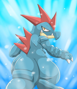 ambiguous_gender anthro solo type nintendo pokemon crocodilian feraligatr generation_2_pokemon pokemon_(species) reptile scalie 2015 hi_res