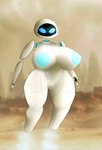 5_fingers anthro anthrofied areola big_breasts blue_areola blue_eyes blurred_background breasts curvy_figure duo empty_eyes female fingers fire_extinguisher flying futuristic genitals hourglass_figure huge_breasts huge_hips machine multicolored_body nipples noseless not_furry nude nude_female pussy screen screen_face solo thick_thighs two_tone_body white_body wide_hips mantrinrus disney pixar wall-e eve_(wall-e) humanoid robot robot_humanoid hi_res