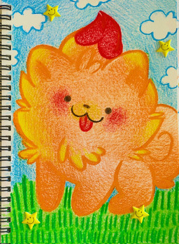 :3 ambiguous_gender blue_sky cloud cloudy_sky feral fur grass orange_body orange_fur plant sky solo star tongue tongue_out basil_mage nintendo pokemon pokemon_winds_and_waves canid canine generation_10_pokemon mammal pokemon_(species) pombon 2026 crayon_(artwork) hi_res traditional_media_(artwork)