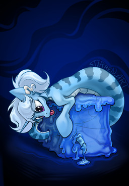 abstract_background apode female feral horn legless licking purple_eyes serpentine slime slime_cube solo split_form tongue unicorn_horn stirren hasbro my_little_pony mythology triksa_(oc) draconcopode equid equine horse lamia mammal mythological_creature mythological_equine pony reptile scalie snake snake_pony unicorn hi_res