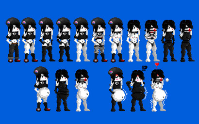 anthro armwear ball_gag barefoot bdsm beanie belly belly_inflation bisexual_pride_colors black_clothing black_footwear black_hair black_latex black_socks black_topwear blindfold blue_background blush bondage bottomwear bound breathing bulge choker clothed clothing collar crop_top denim denim_bottomwear denim_clothing ear_piercing feet fishnet_clothing fishnet_legwear fishnet_topwear footwear fur gag gagged hair hair_over_eye hand_on_belly hands_behind_back hat headgear headwear inflation jeans jewelry jockstrap latex latex_armwear latex_clothing latex_legwear latex_skinsuit legwear lgbt_pride male midriff navel necklace nipples pants piercing pride_colors rabbit_ears restrained shaking shirt shoes simple_background skinsuit sneakers socks solo t-shirt thigh_highs tight_clothing topless topless_anthro topless_male topwear underwear underwear_only vest white_body white_fur worried amaruq_wulfe lagomorph leporid mammal rabbit 16:10 digital_media_(artwork) pixel_(artwork) widescreen