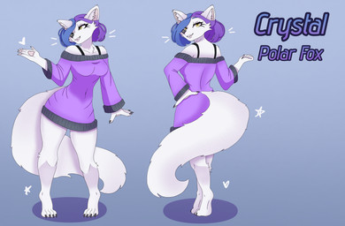 5_fingers anthro arms_bent bangs bent_arm black_bra black_claws black_clothing black_nose black_underwear blue_background blue_eyebrows blue_hair bra breasts chest_tuft claws clothed clothed_anthro clothed_female clothing dress eyebrows eyelashes fangs female female_anthro finger_claws fingers fluffy fluffy_tail grey_lips hair hand_on_hip hand_on_own_hip hand_pawpads heart_symbol inner_ear_fluff light lips long_tail looking_at_viewer looking_back looking_back_at_viewer medium_breasts medium_hair multicolored_hair one_eye_closed pawpads paws purple_clothing purple_dress purple_hair simple_background smile smiling_at_viewer solo standing straight_arm tail tan_pawpads teeth text thick_bottom_lip toe_claws toothy_smile tuft two_tone_hair underwear white_inner_ear_fluff yellow_eyes polarrcrystall crystal_(polarrcrystall) arctic_fox canid canine fox mammal true_fox 2025 character_name colored digital_drawing_(artwork) digital_media_(artwork) english_description english_text hi_res lighting model_sheet shaded