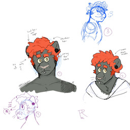 anthro black_body black_fur brown_eyes chest_tuft ear_piercing eyebrows facial_piercing flesh_tunnel fur gauged_ear hair labret_piercing lip_piercing looking_at_viewer looking_up male messy_hair piercing red_hair simple_background smile solo tuft whisker_spots p_rindustries gale_(p_rindustries) felid mammal pantherine 1:1 2022 guide_lines hi_res sketch
