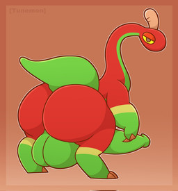 balls big_balls big_butt big_penis butt genitals long_neck looking_at_viewer looking_back looking_back_at_viewer male penis solo tunemon dinosaur prehistoric_species reptile scalie 2023 character_request digital_media_(artwork) hi_res