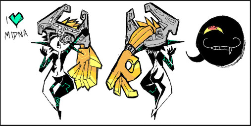 butt clothing female fused_shadow headgear headwear heart_symbol navel nude open_mouth smug snaggle_tooth solo stretching technically_nude yawn genc nintendo the_legend_of_zelda twilight_princess midna humanoid imp twili