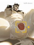 anthro balls between_thighs big_muscles bulge detailed_bulge electronics genital_outline genitals huge_muscles low-angle_view male muscular muscular_anthro muscular_male pecs penis penis_outline phone solo white_body doooo2424 canid canine canis mammal wolf hi_res