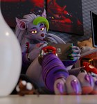 anthro areola big_breasts breasts female fingers food green_hair grey_hair hair inside machine multicolored_hair nipples paws popsicle solo yellow_eyes witta five_nights_at_freddy's five_nights_at_freddy's:_security_breach nintendo nintendo_switch scottgames steel_wool_studios roxanne_wolf roxanne_wolf_(mayosplash) animatronic canid canine canis mammal robot wolf 2024 3d_(artwork) absurd_res digital_media_(artwork) hi_res