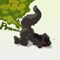all_fours anthro ass_up black_claws black_ears black_hair black_nose black_sclera blush breast_squish breasts claws covering_head embarrassed fart fart_cloud fart_fetish feet female female_anthro female_farting finger_claws fluffy fluffy_tail fur glowing glowing_eyes green_fart_cloud green_text grey_body grey_claws grey_fur grey_tail hair long_hair looking_at_viewer medium_breasts nude nude_anthro nude_female onomatopoeia pupils raised_tail red_eyes rumbling_stomach side_view simple_background snout solo sound_effects squish tail text toe_claws toes white_background lichee mythology lucy_(daukus) canid canine canis mammal mythological_canine mythological_creature werecanid werecanine werecreature werewolf wolf 1:1 2023 english_text hi_res