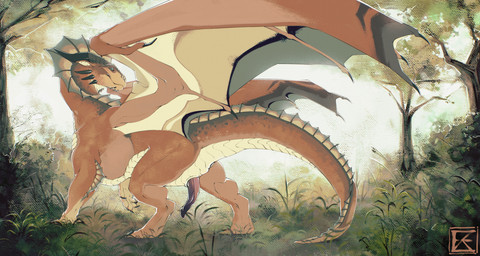 animal_genitalia anus black_claws black_horn butt claws detailed_background erection feral forest forest_background genital_slit genitals grass green_body green_scales horn male membrane_(anatomy) membranous_wings nature nature_background penis pink_penis plant scales solo tree ventral_scales wings zweikopfeinhorn mythology dragon mythological_creature mythological_scalie scalie hi_res